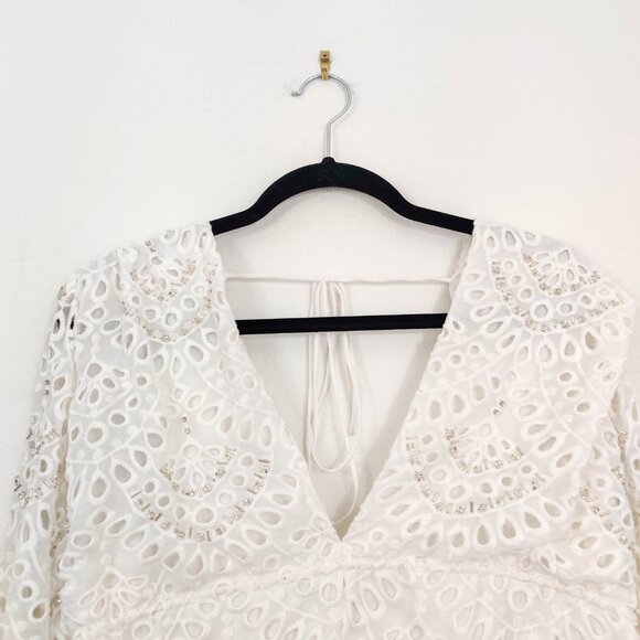 PatBo Embellished Eyelet Kimono Top in White 8 NWT - Picture 4 of 12